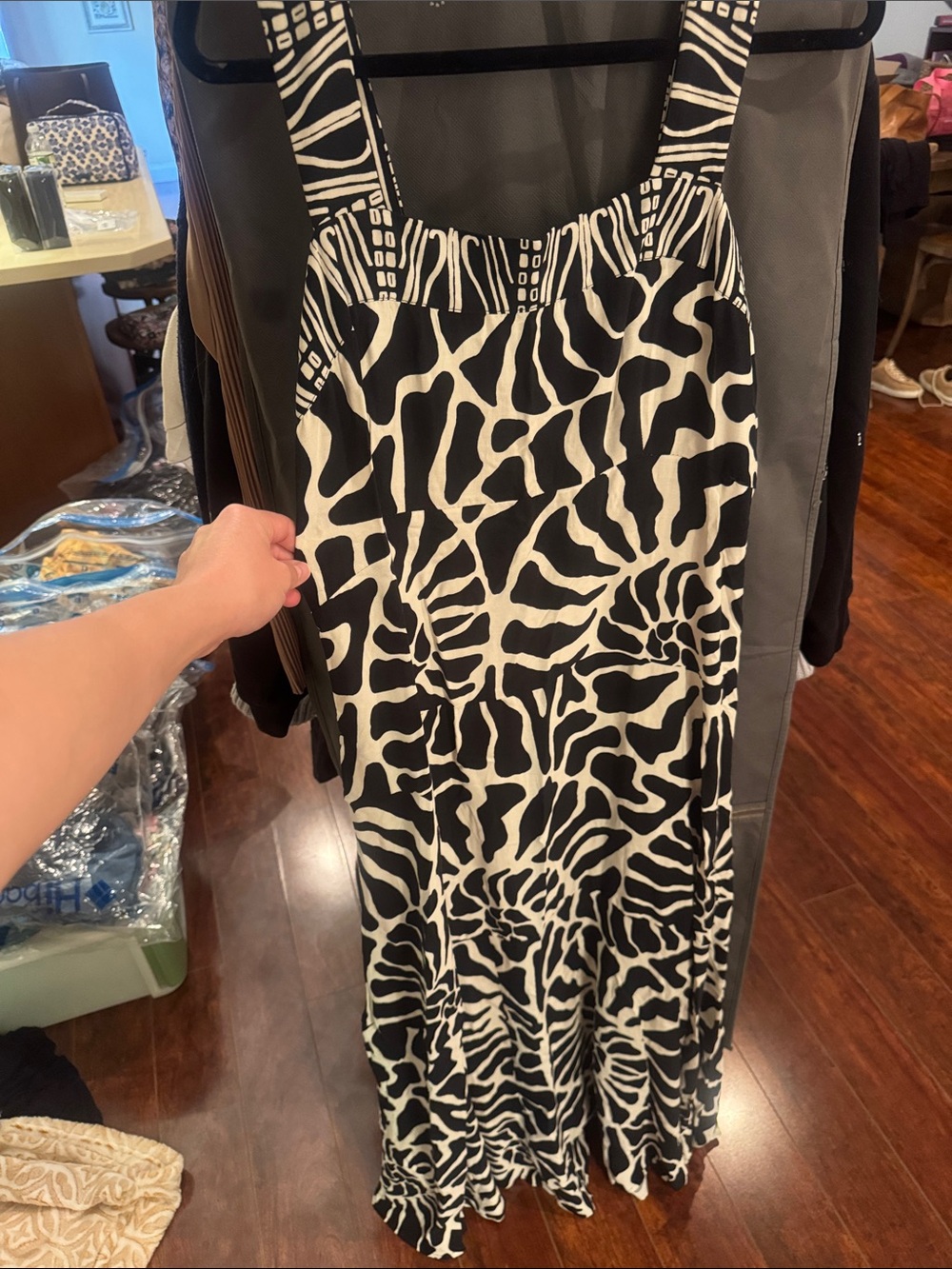 MSK Black and White Zebra-Print Sleeveless Maxi Dress